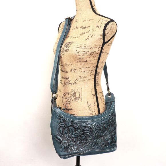 b.o.c. Embossed Botanica Crossbody Bag Teal - Picture 2 of 6